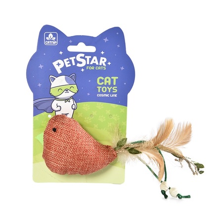 PET STAR Игрушка для кошек ПТИЧКА с мятой с перьями – интернет-магазин Ле’Муррр